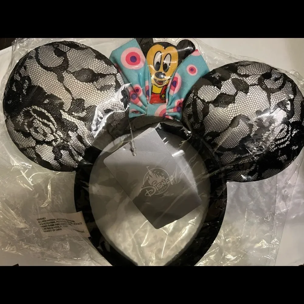 Disney Parks Minnie Ears Polka Dot Black Lace Limited Party Headband